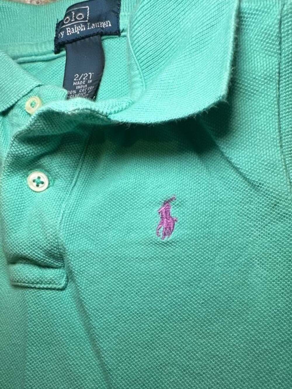 Polo Ralph Lauren Toddler Aqua Green Short Sleeve Polo Shirt Size 2/2T - Picture 3 of 4